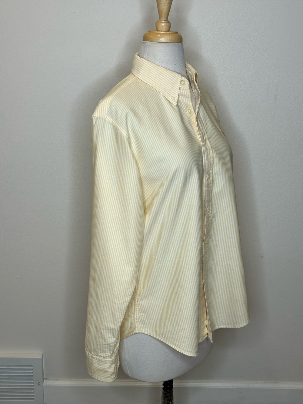 Ralph Lauren Classic Fit Yellow & White Stripe Oxford Button-Down Shirt Size 12 - Picture 2 of 9